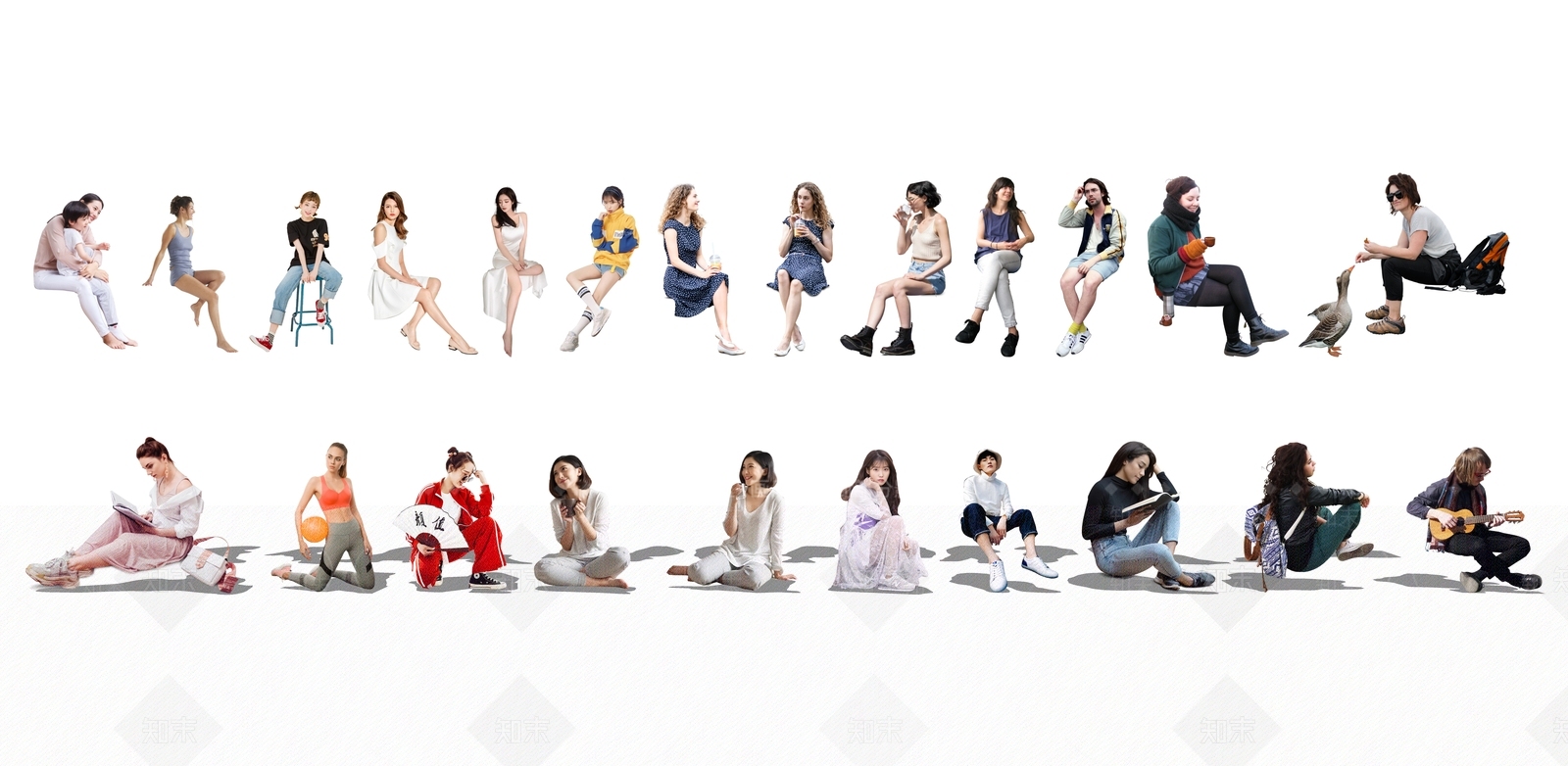 2D坐姿人物SU模型下载【ID:1123377284】