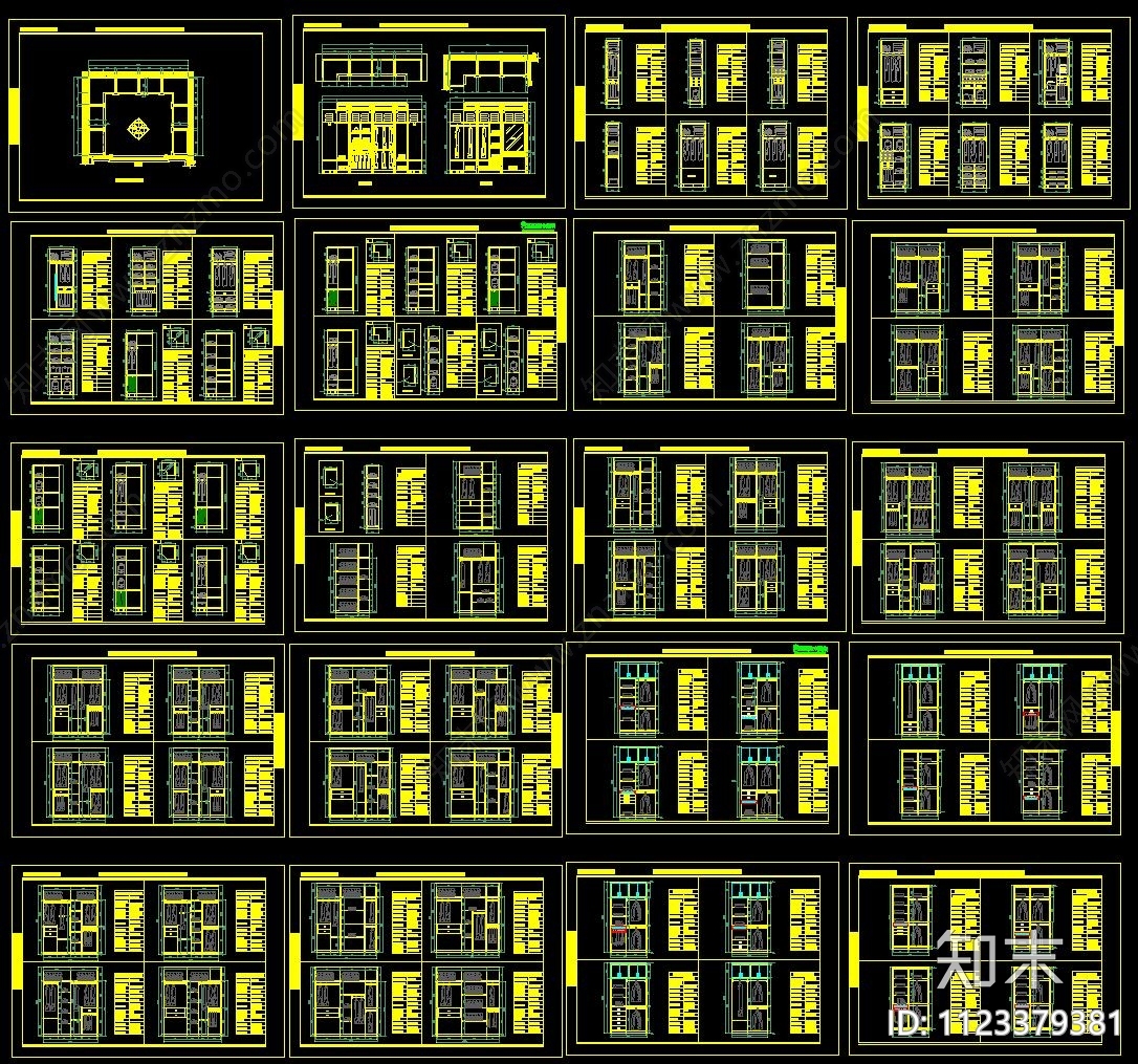 衣柜书柜cadcad施工图下载【ID:1123379381】