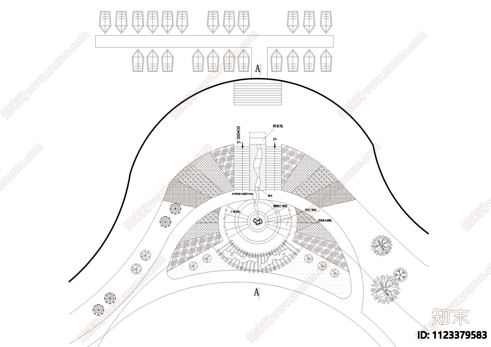 游船码头广场CAD景观图纸施工图下载【ID:1123379583】