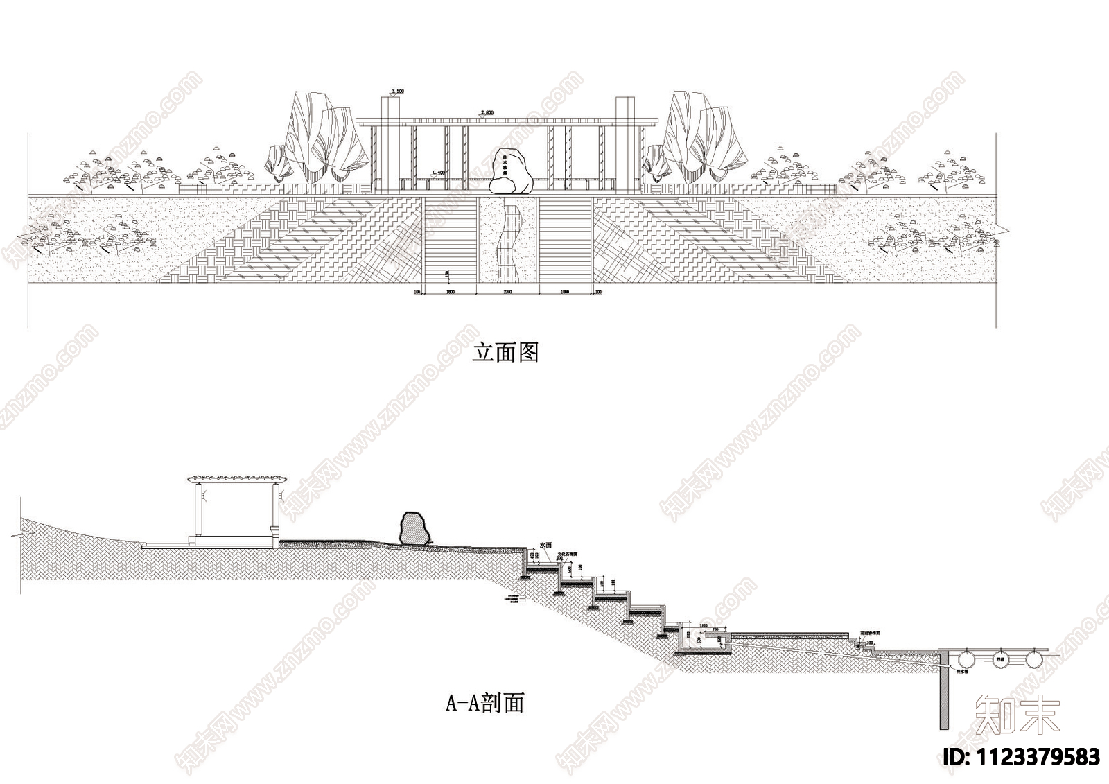 游船码头广场CAD景观图纸cad施工图下载【ID:1123379583】