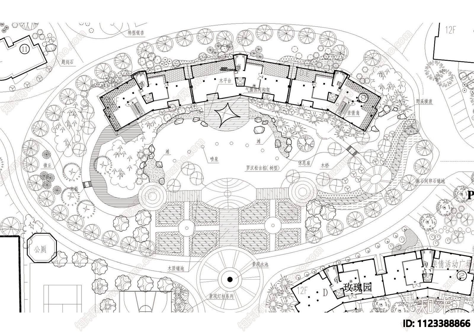 小区园林景观平面图施工图下载【ID:1123388866】