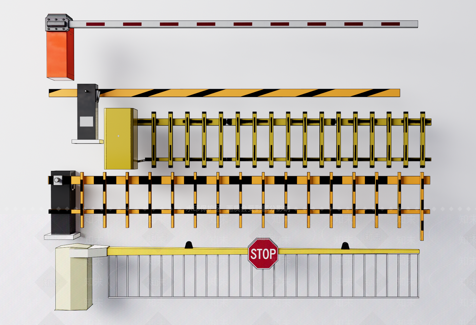 车行道闸SU模型下载【ID:1123389423】