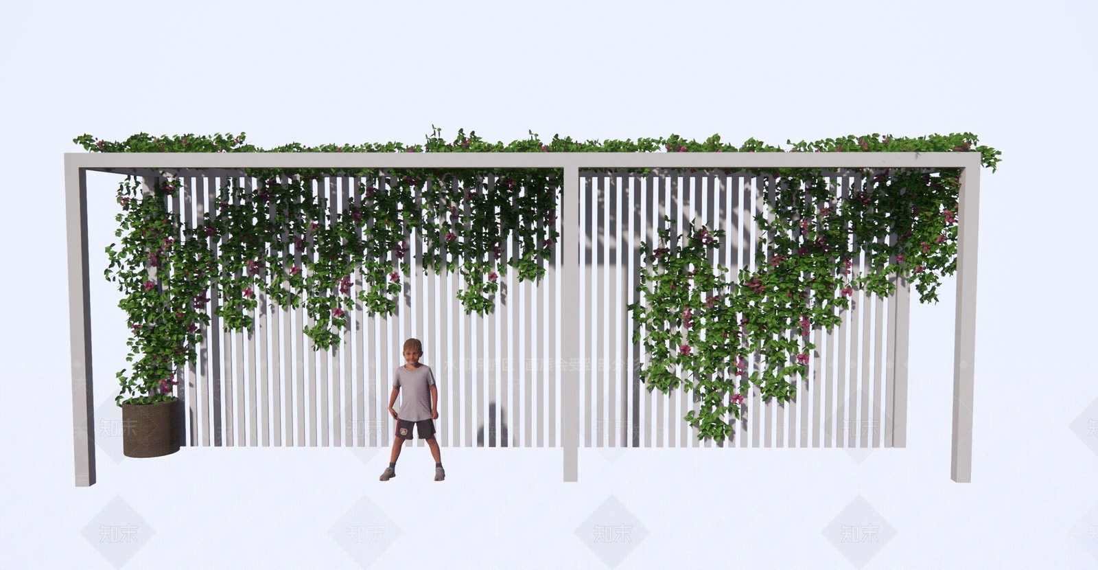 现代爬藤植物廊架SU模型下载【ID:1123389894】