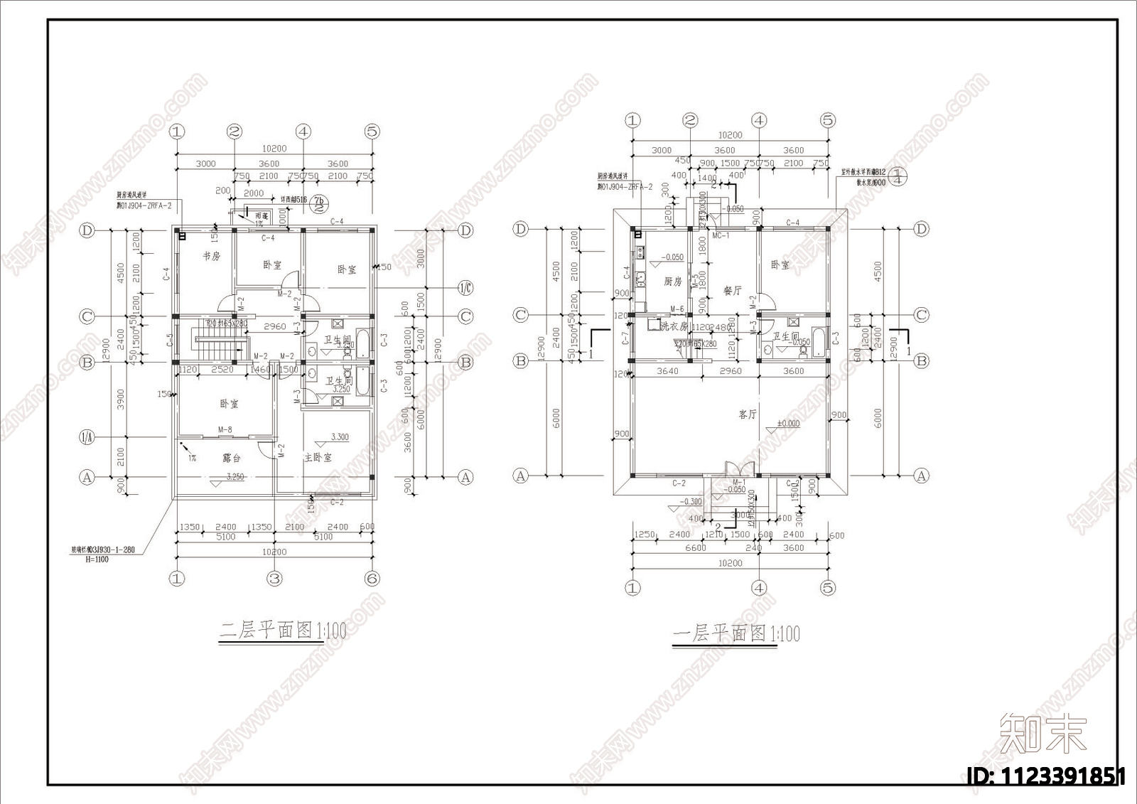 小型农家私人别墅建筑图施工图下载【ID:1123391851】