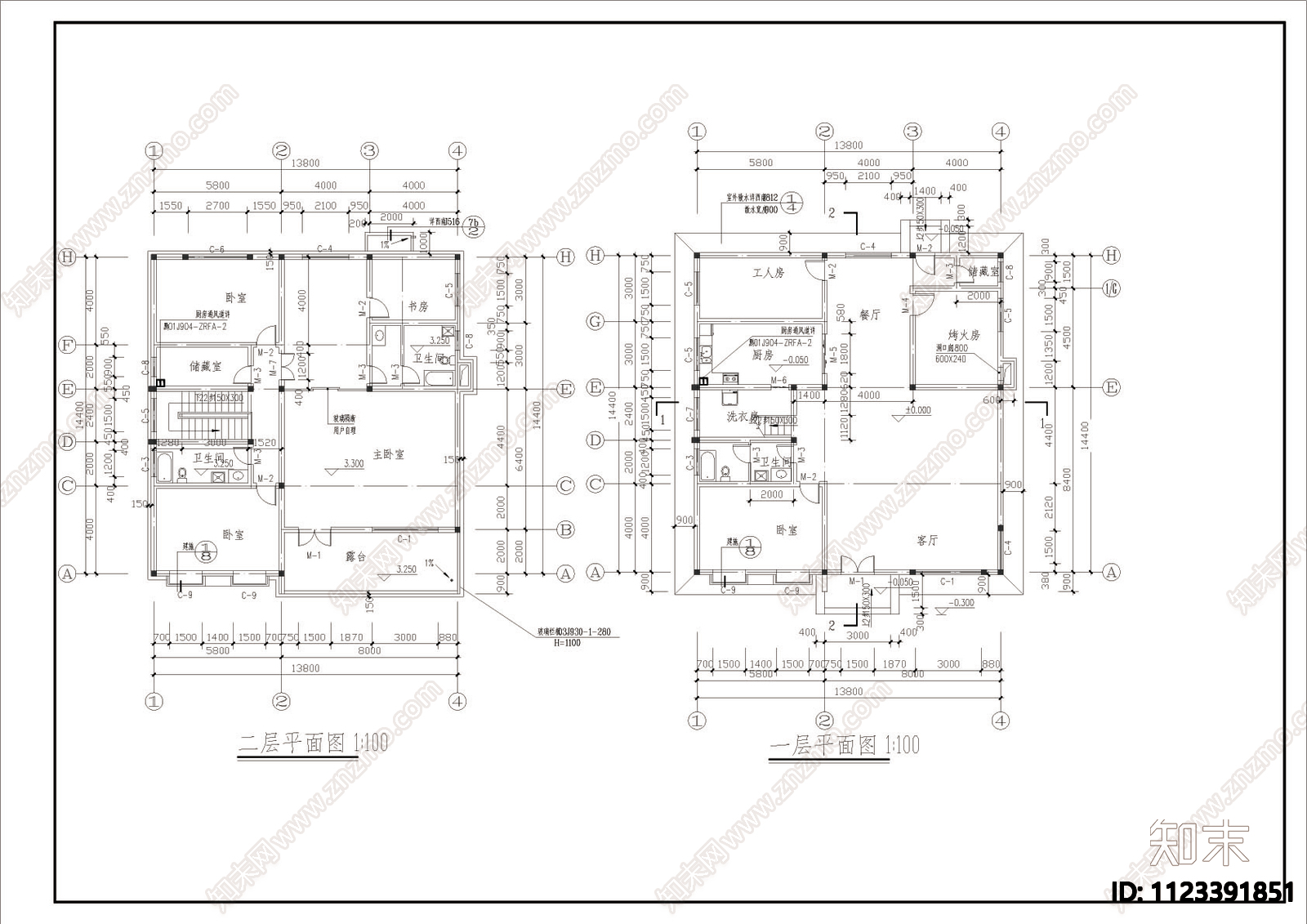 小型农家私人别墅建筑图施工图下载【ID:1123391851】