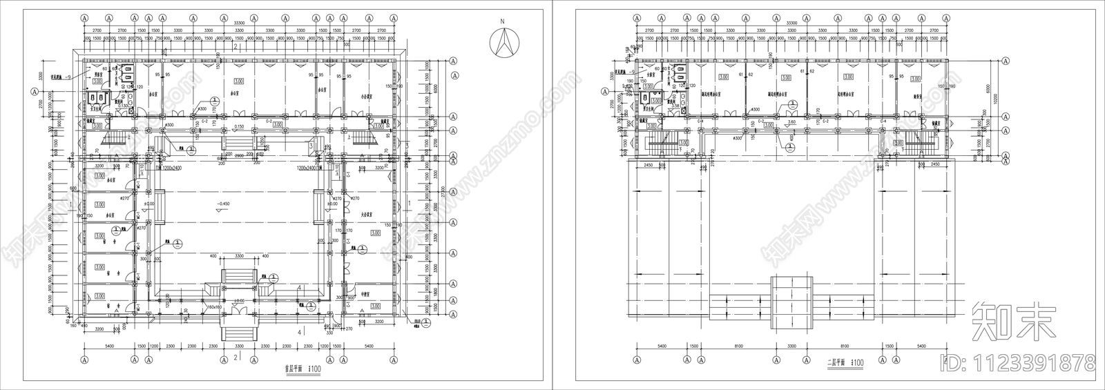 中式四合院建筑设计CAD图纸施工图下载【ID:1123391878】