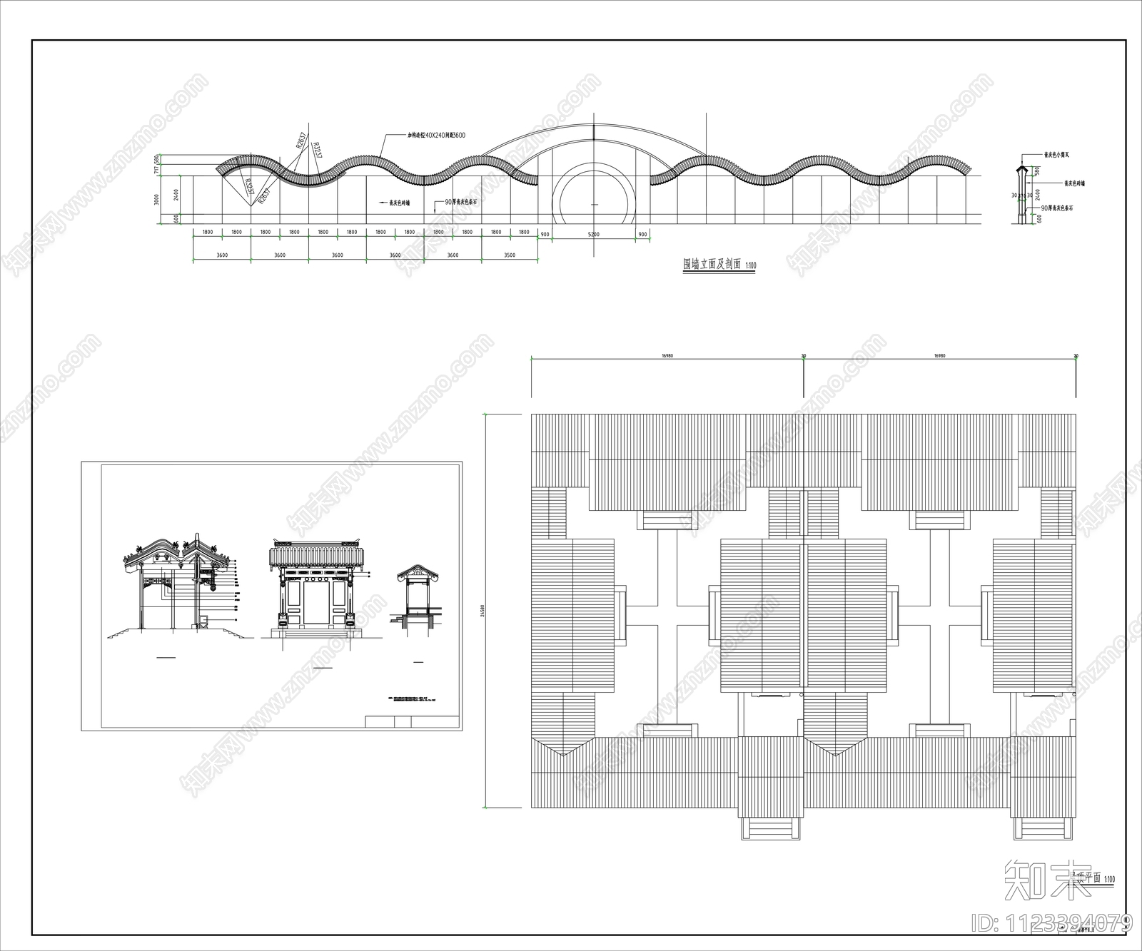 中式四合院平面图施工图下载【ID:1123394079】