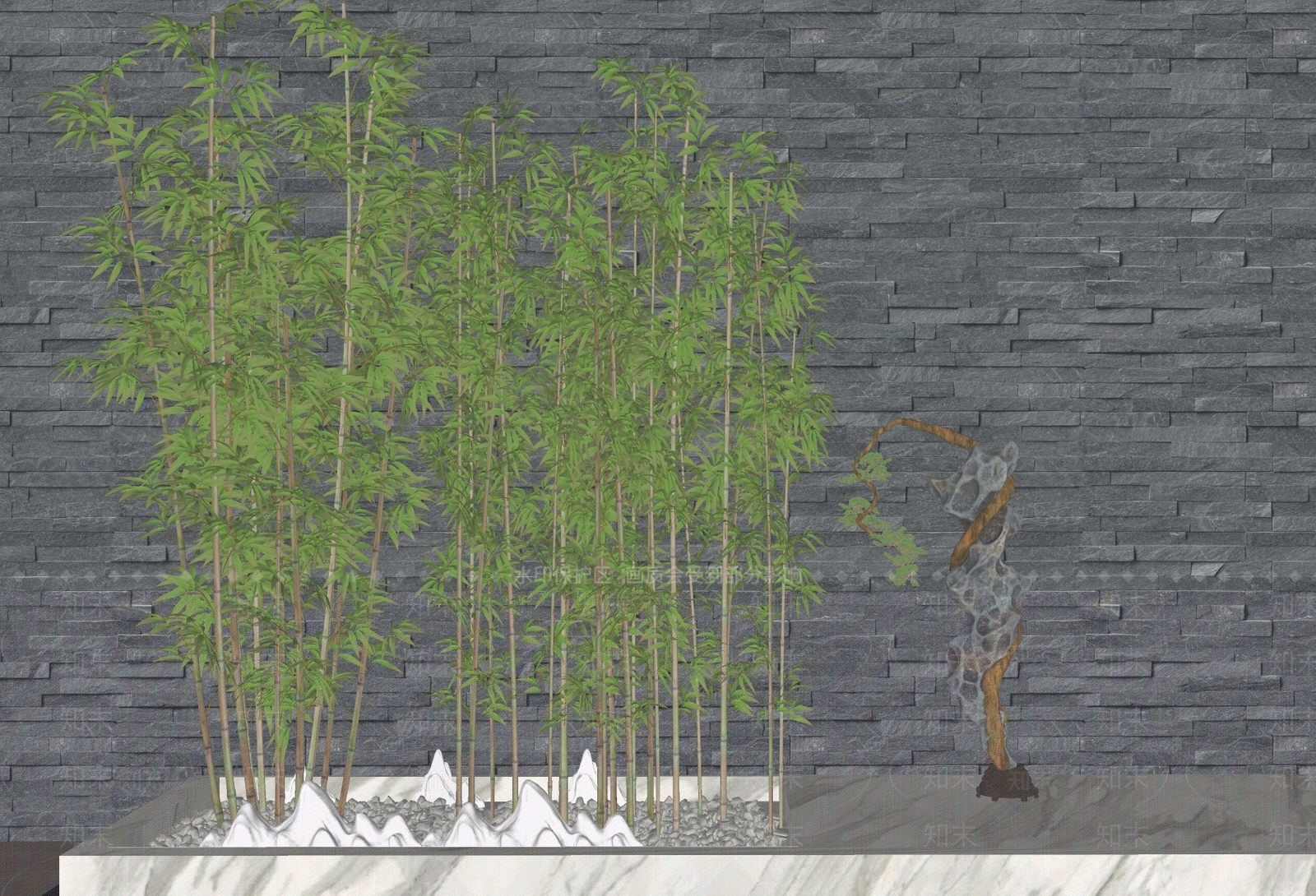 竹子太湖石景观SU模型下载【ID:1123401602】