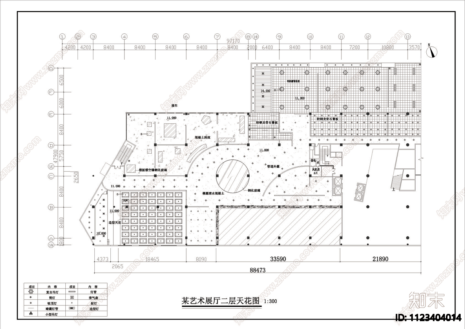 艺术展馆cad装修图cad施工图下载【ID:1123404014】