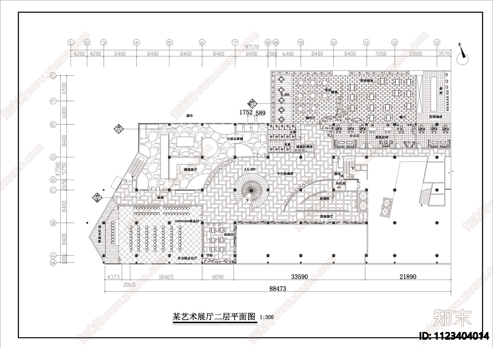 艺术展馆cad装修图cad施工图下载【ID:1123404014】