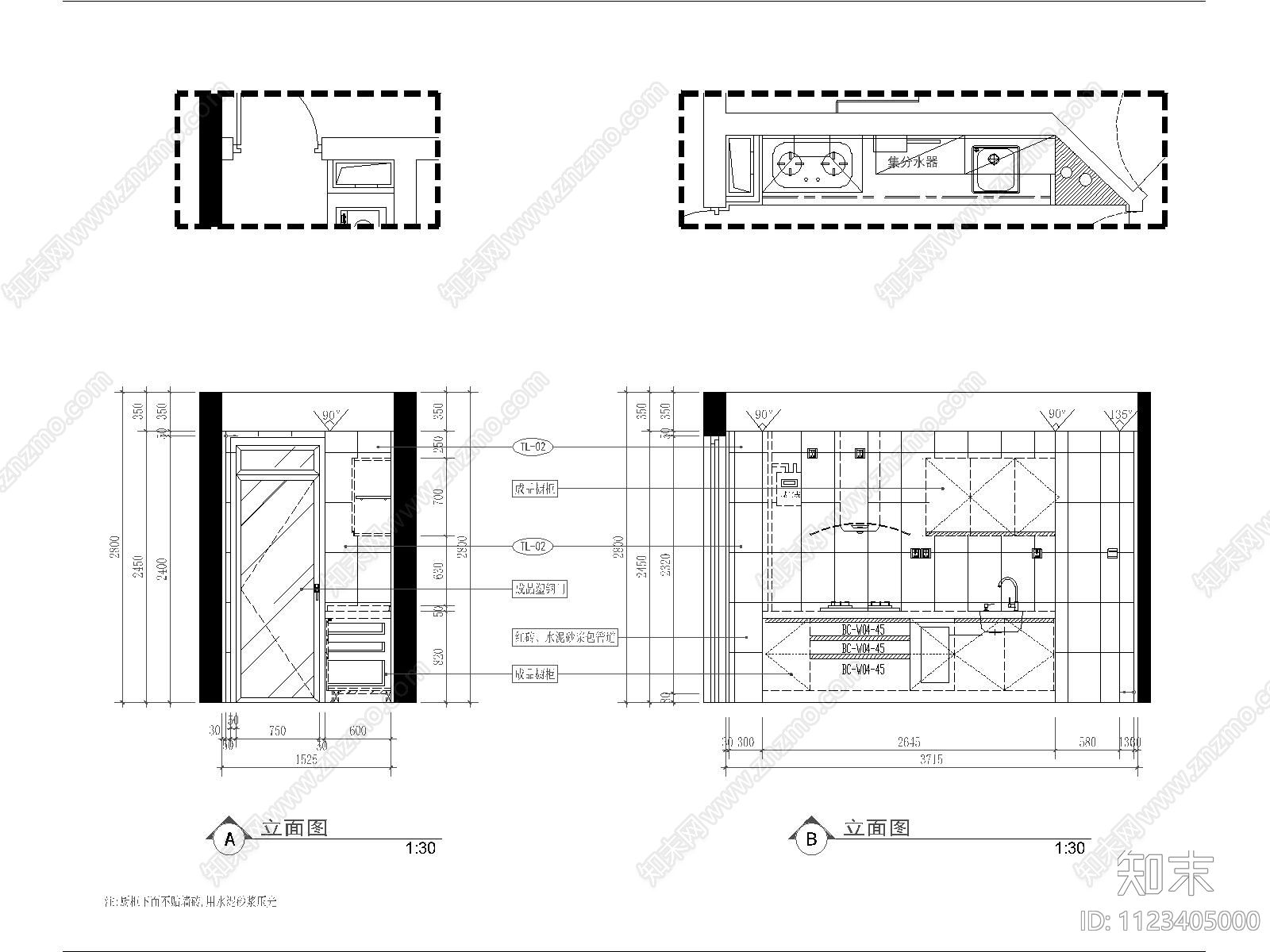 现代异形公寓设计cad施工图下载【ID:1123405000】