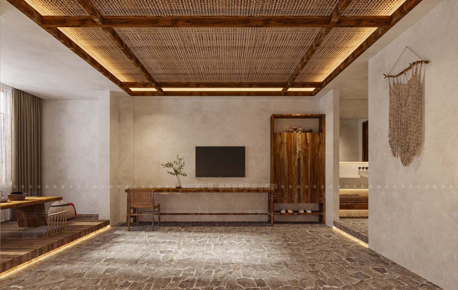 侘寂民宿大床房3D模型下载【ID:1123406072】_知末3d模型网