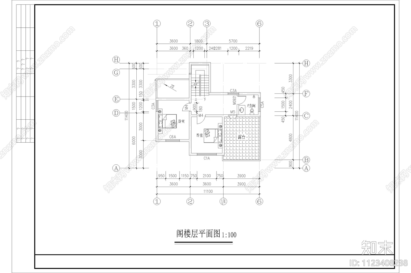 现代自建房别墅设计cad施工图下载【ID:1123408238】