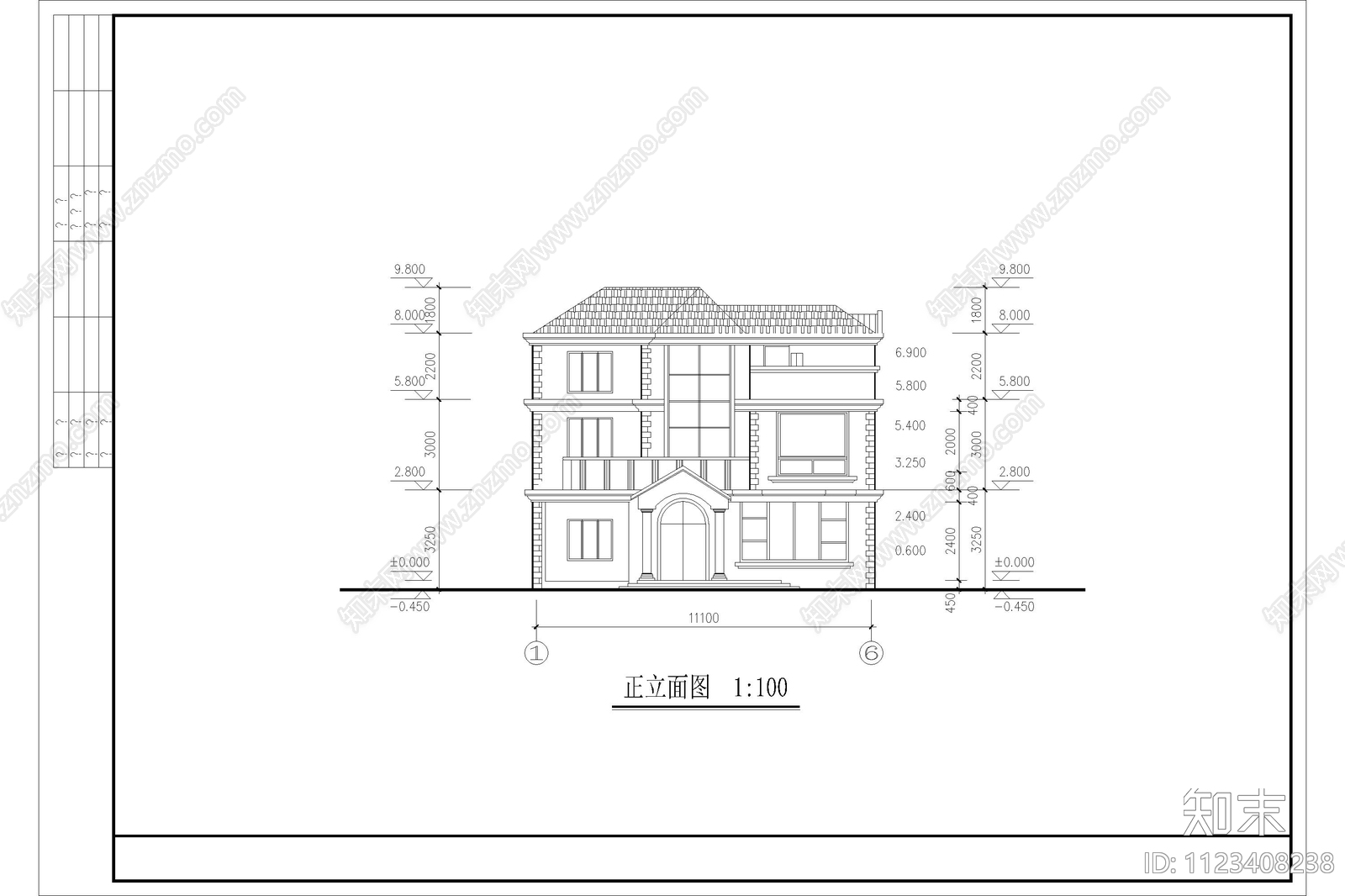 现代自建房别墅设计cad施工图下载【ID:1123408238】