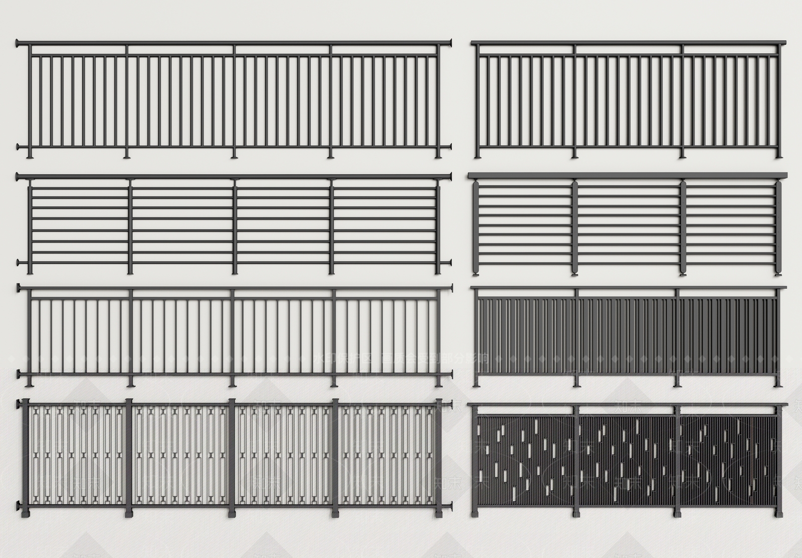 现代铁艺栏杆SU模型下载【ID:1123408760】