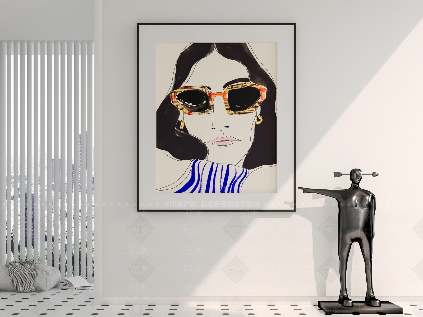 现代人物头像艺术装饰挂画SU模型下载【ID:1123412234】