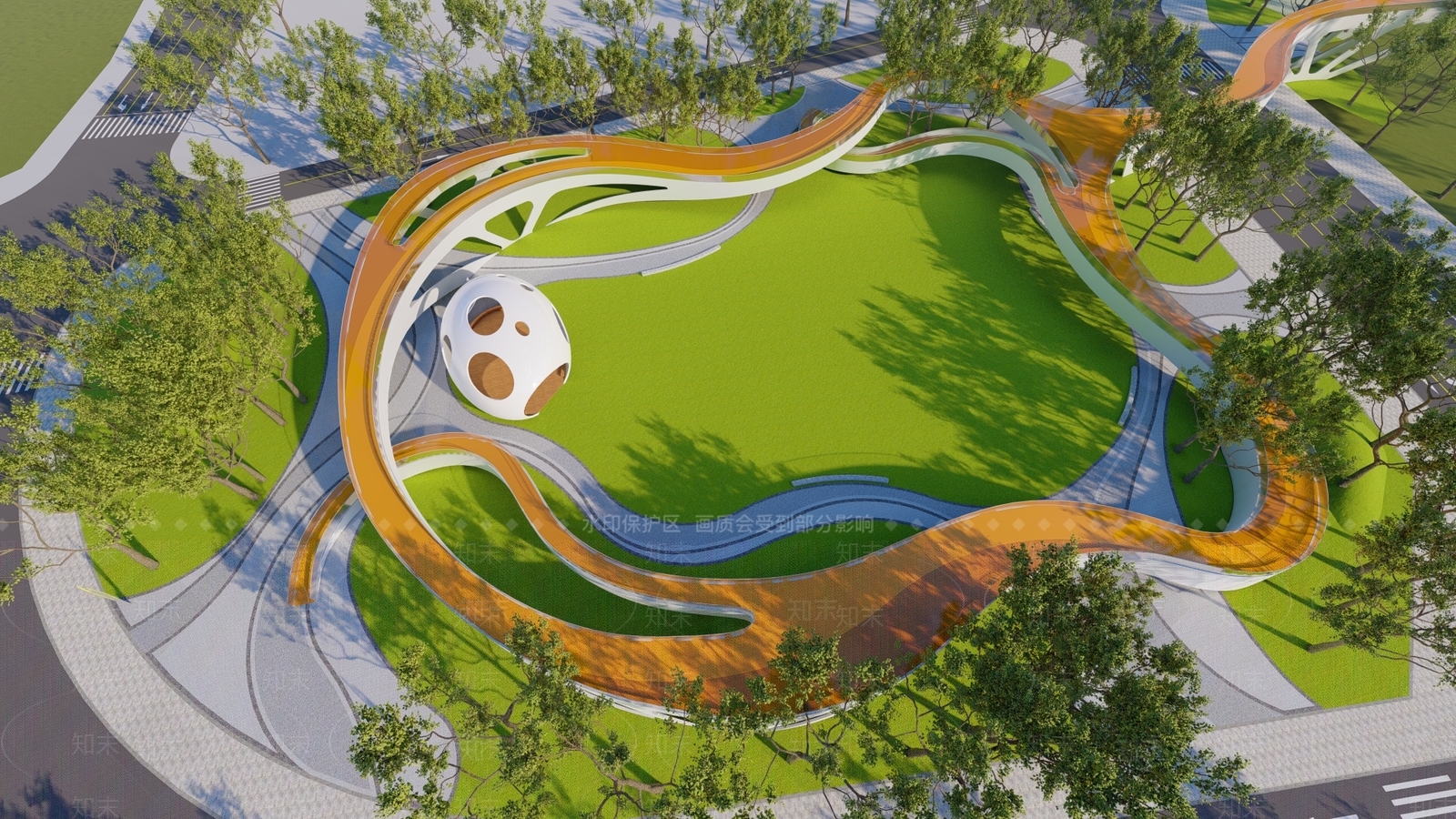 现代市政公园景观SU模型下载【ID:1123416052】