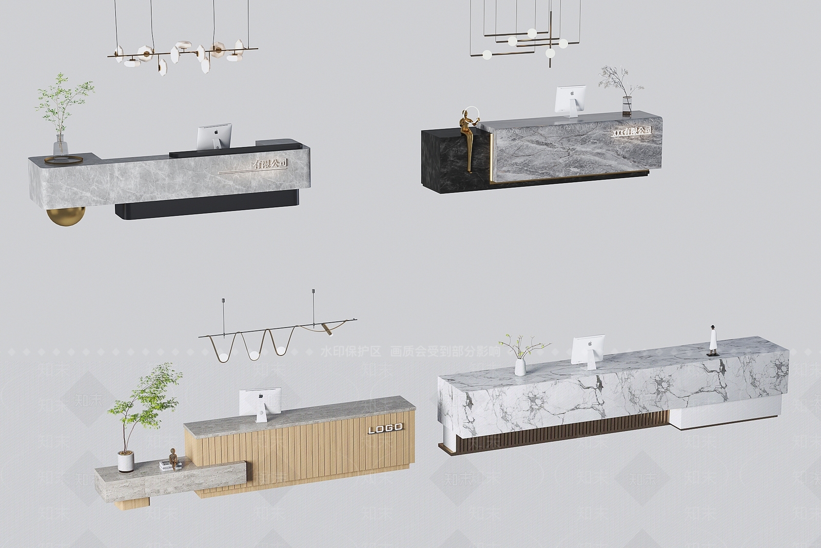 现代接待台3D模型下载【ID:1123418973】_知末3d模型网