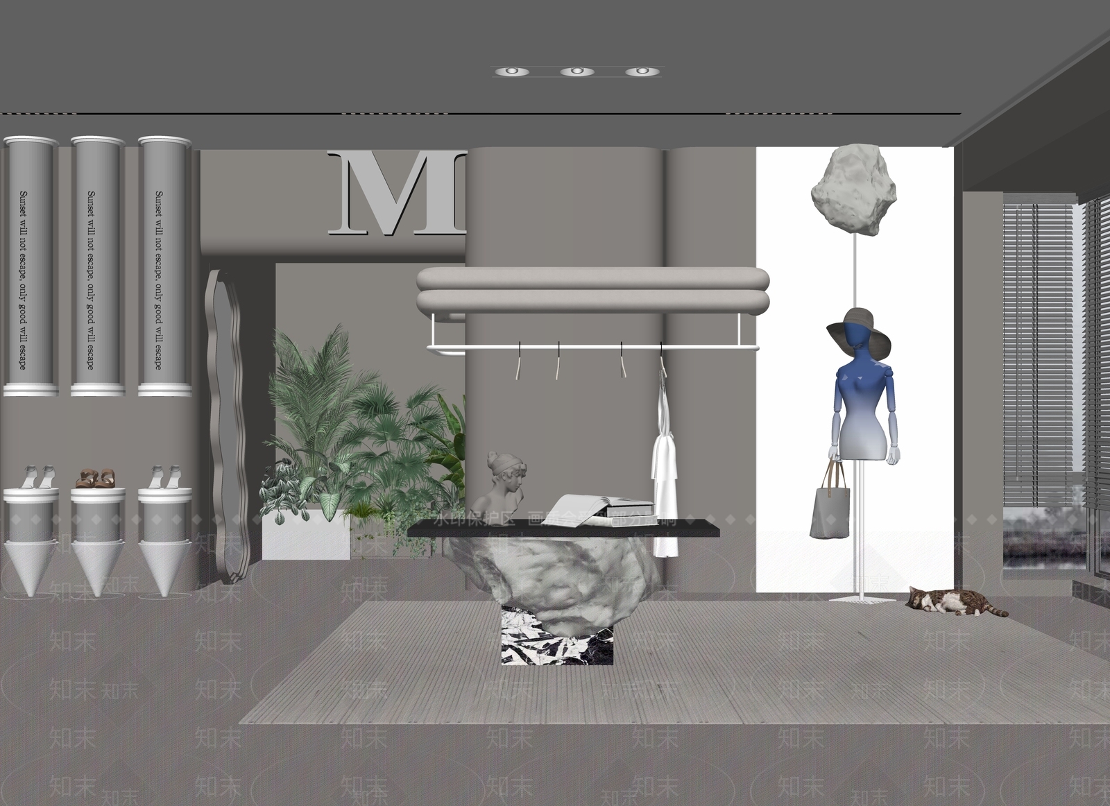 现代女装服装店SU模型下载【ID:1123426938】