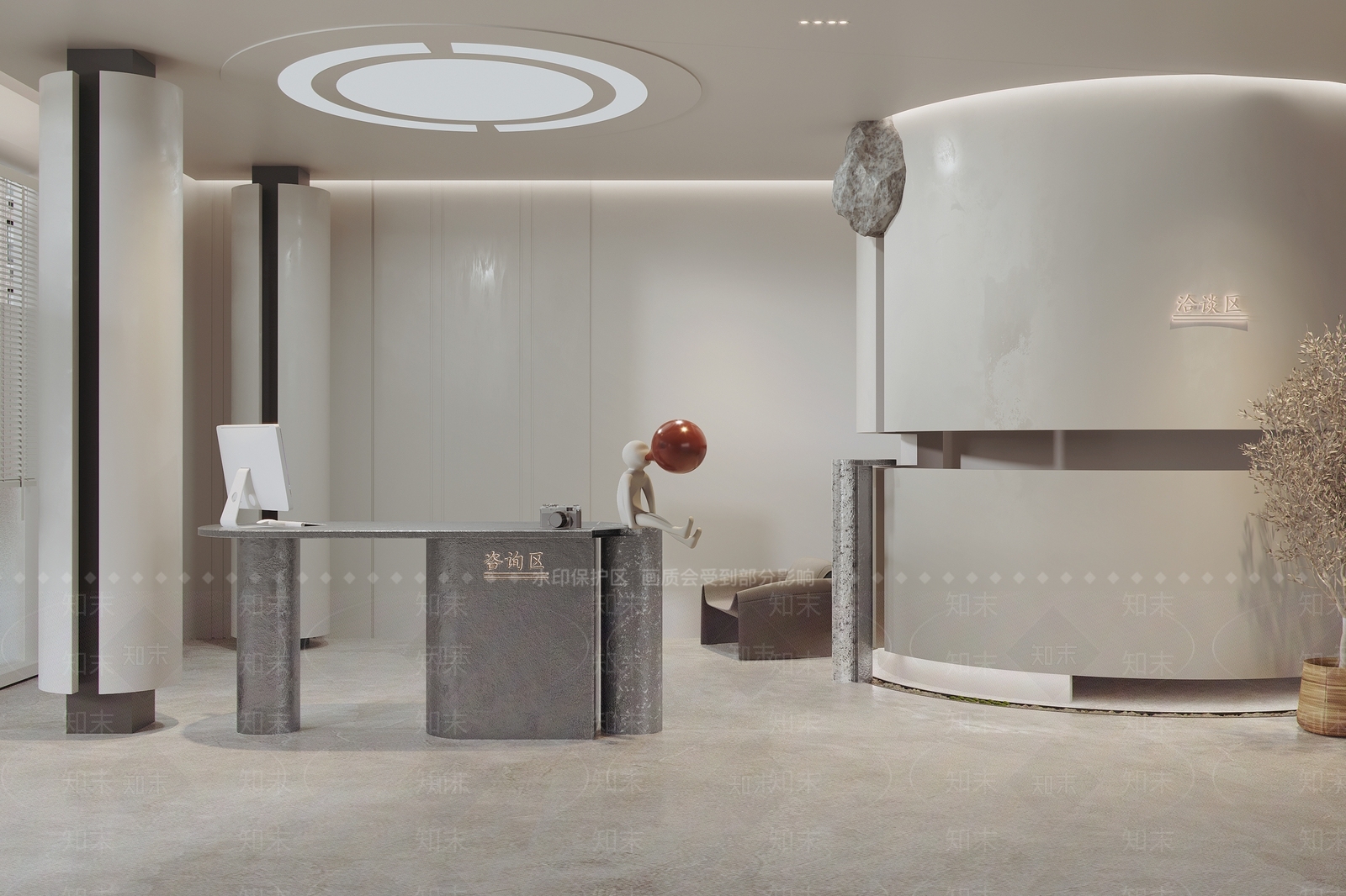 现代办公室前台接待3D模型下载【ID:1123427052】