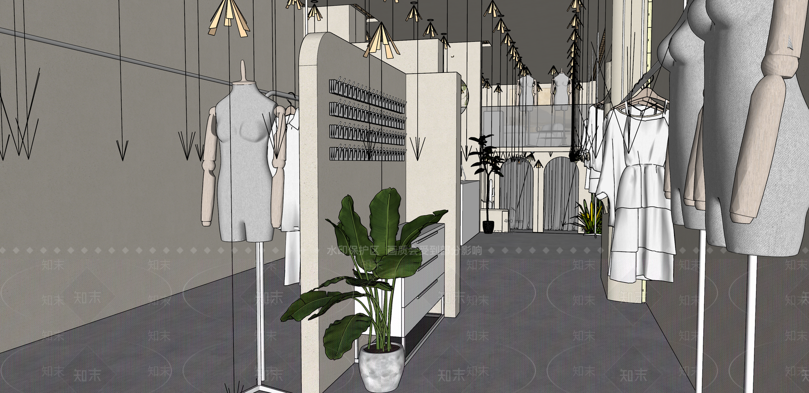 现代服装箱包店SU模型下载【ID:1123432416】
