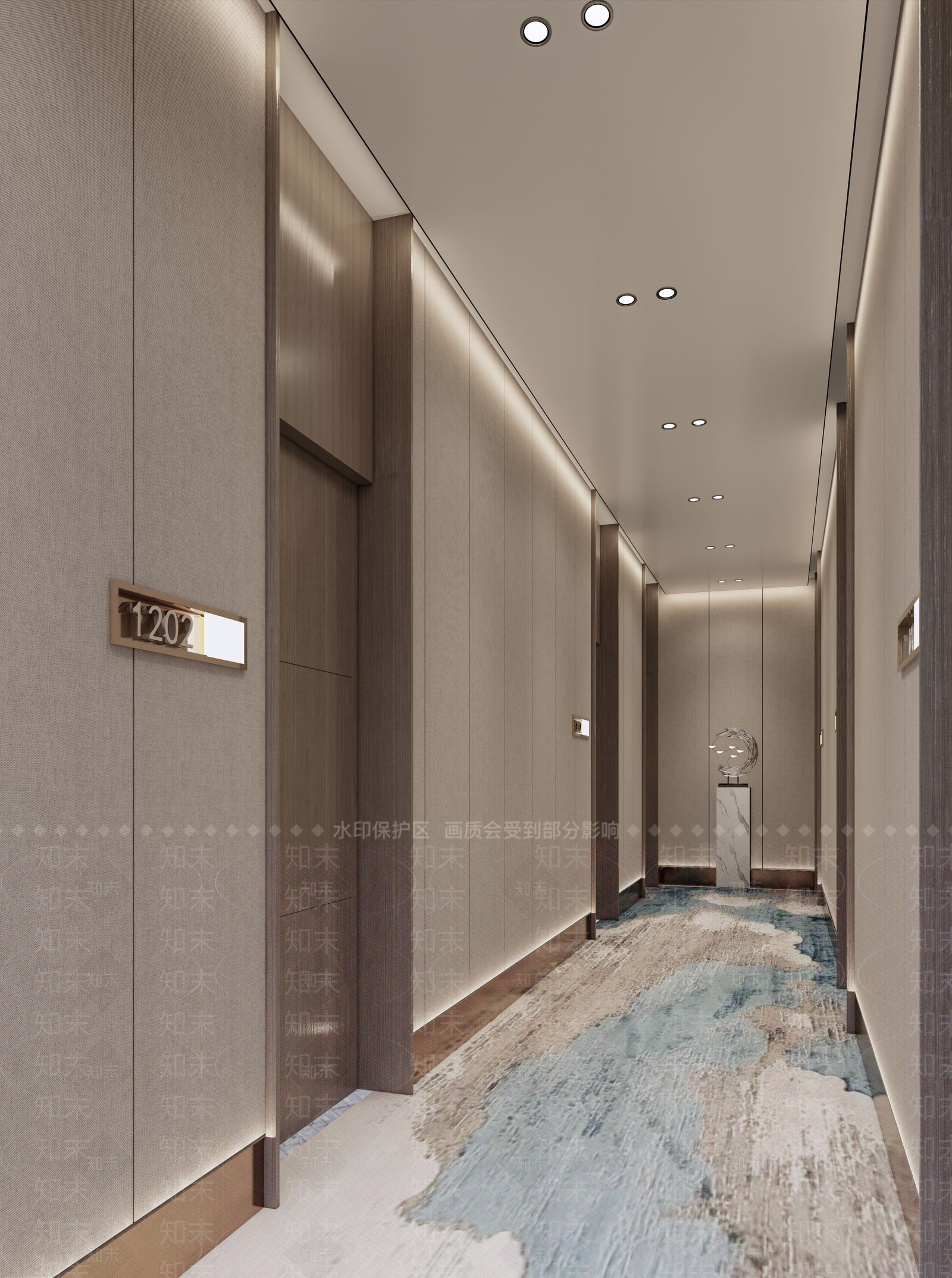 现代酒店过道SU模型下载【ID:1123434229】