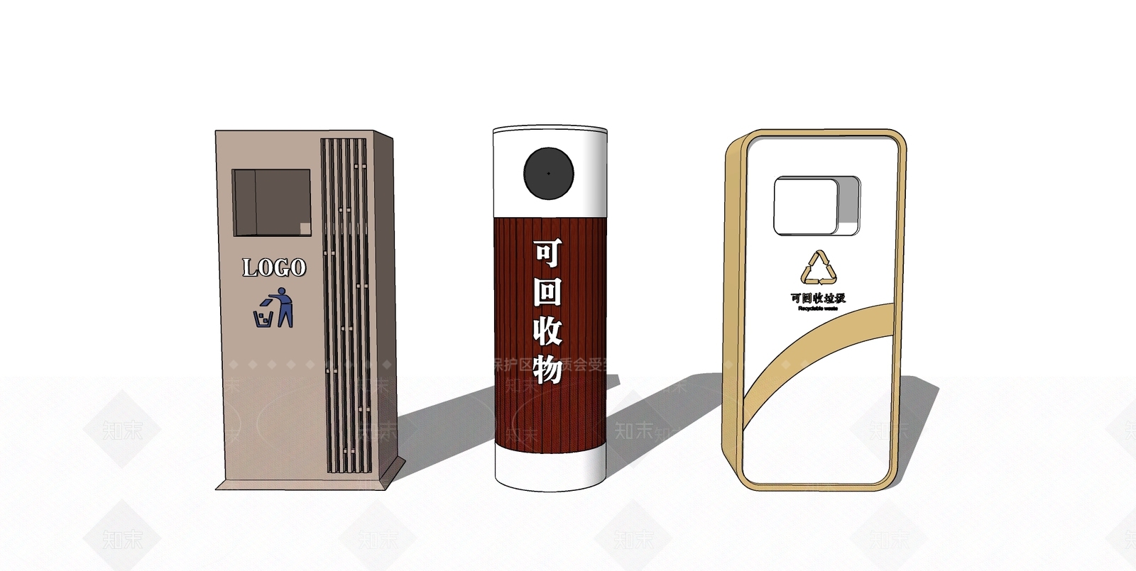 现代垃圾桶SU模型下载【ID:1123436058】