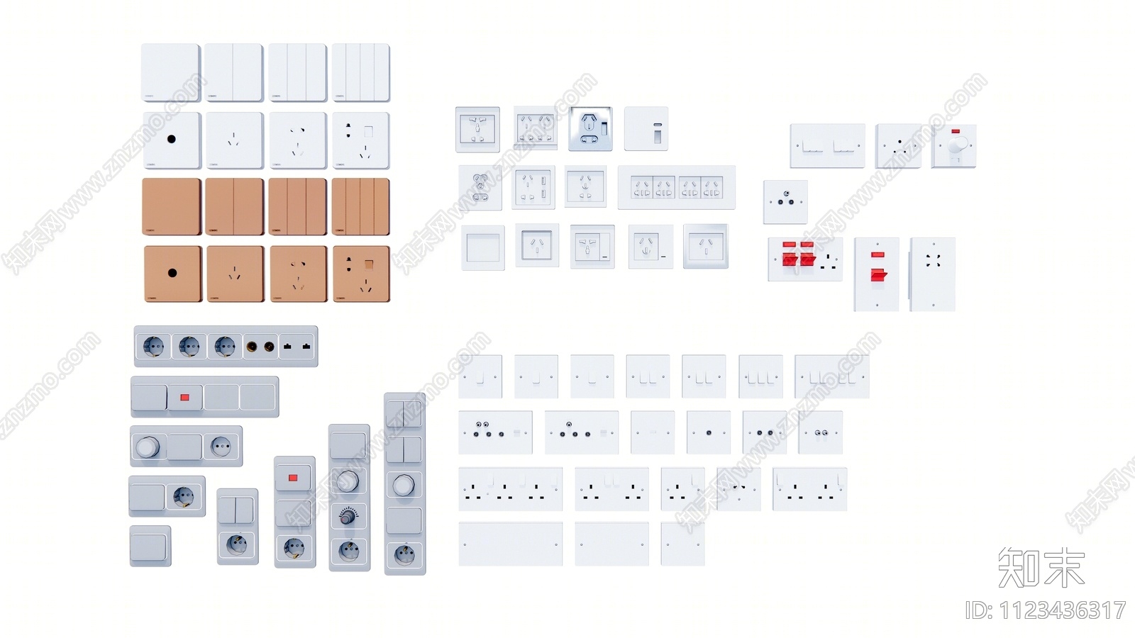 现代开关插座组合SU模型下载【ID:1123436317】