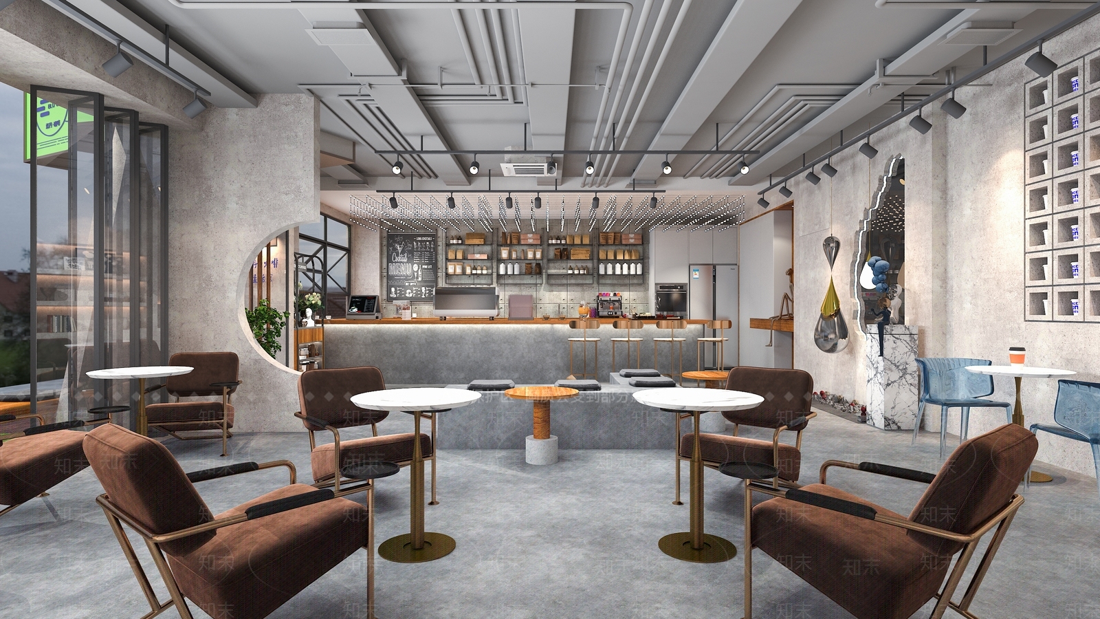 现代奶茶店3D模型下载【ID:1123444309】