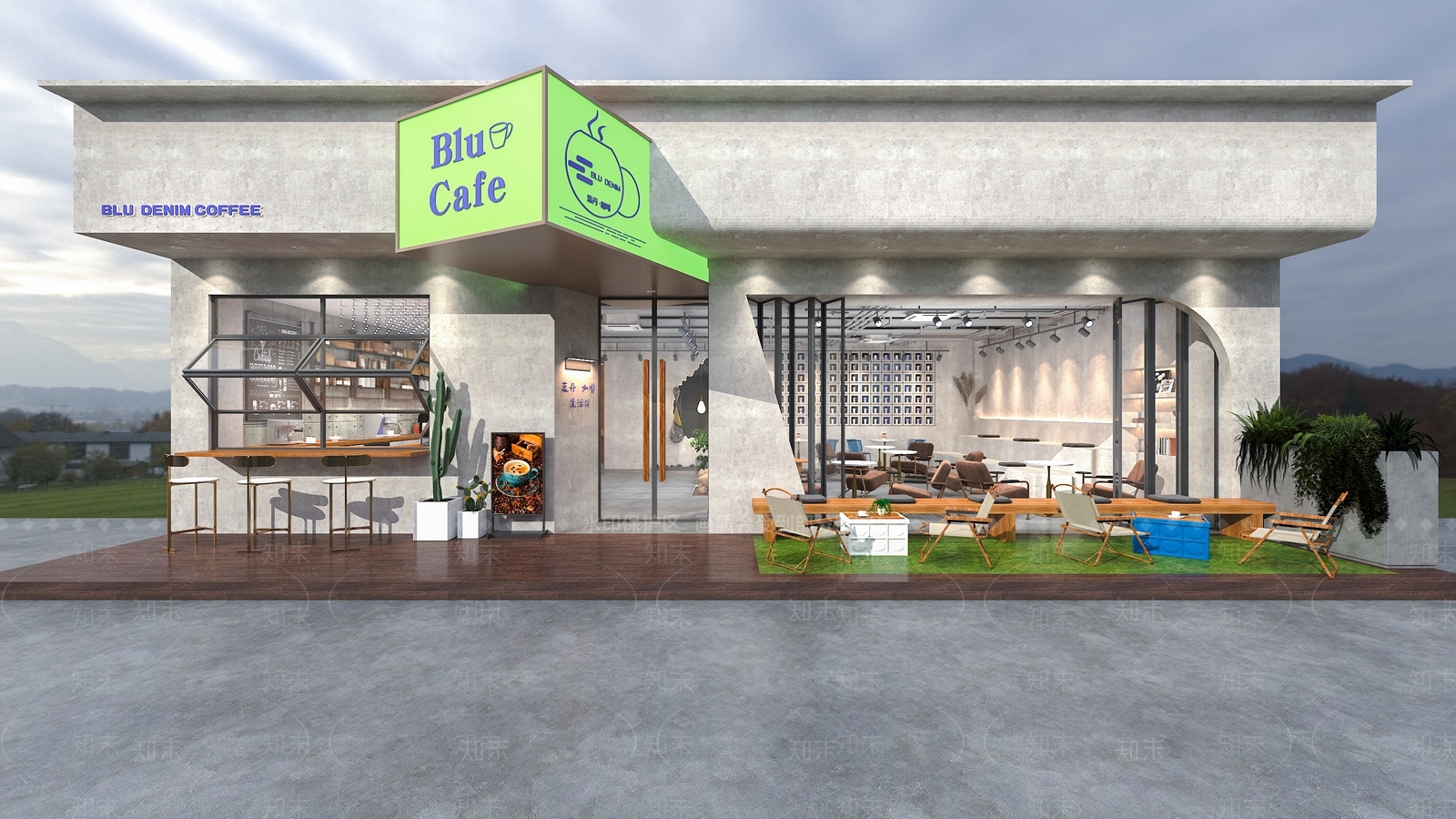 现代奶茶店3D模型下载【ID:1123444309】