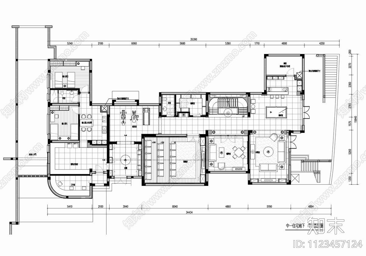 700㎡别墅豪宅CAD施工图下载【ID:1123457124】