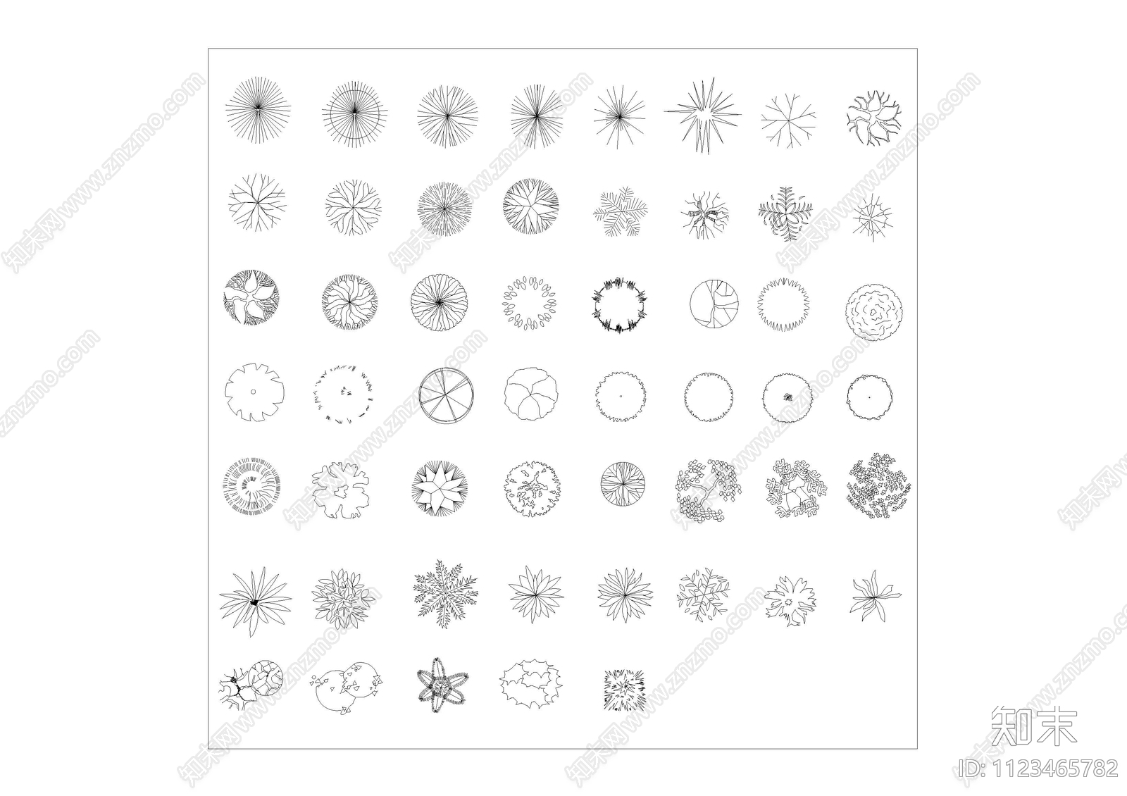平面植物图块施工图下载【ID:1123465782】