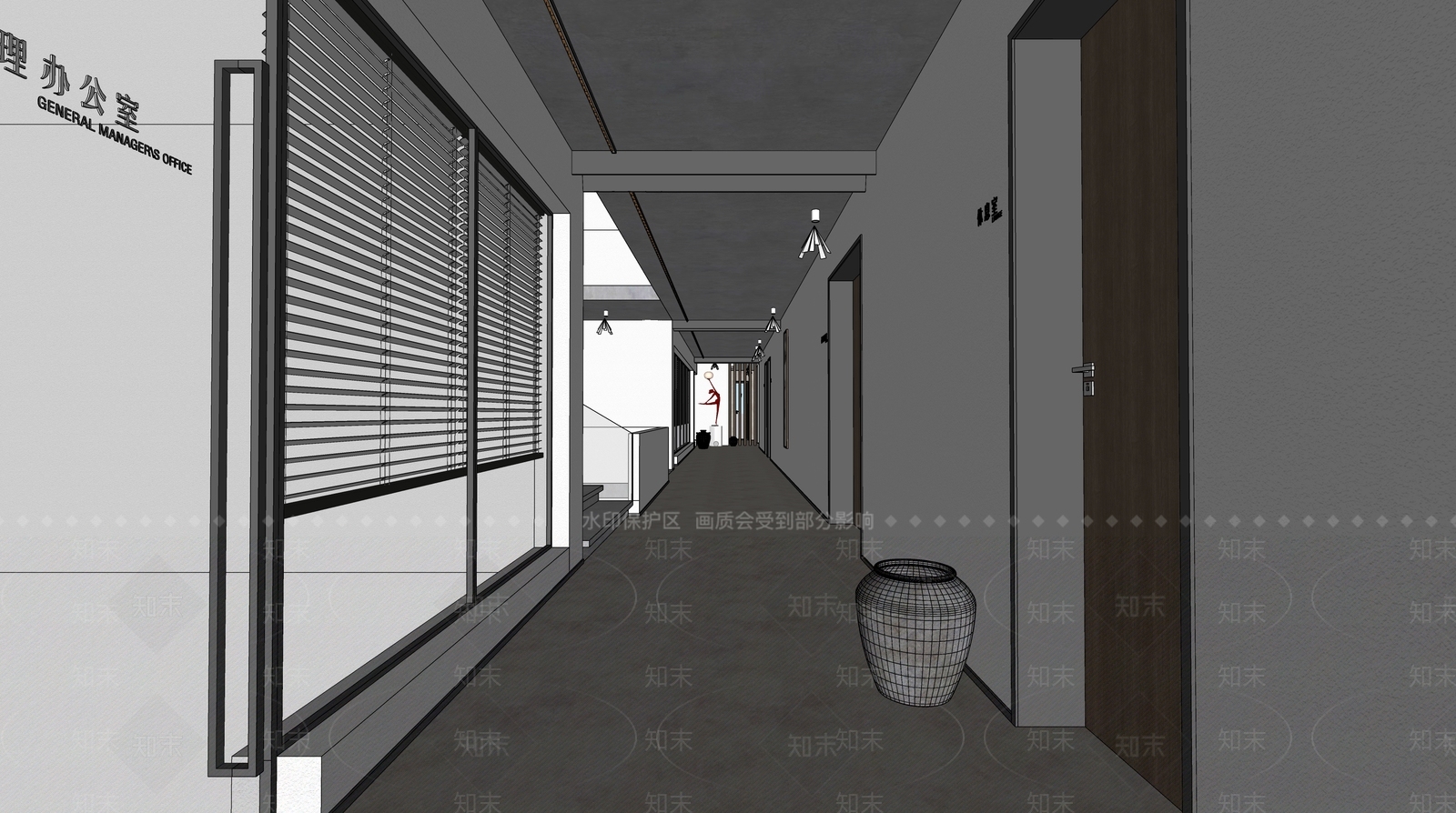 现代公司过道SU模型下载【ID:1123467346】