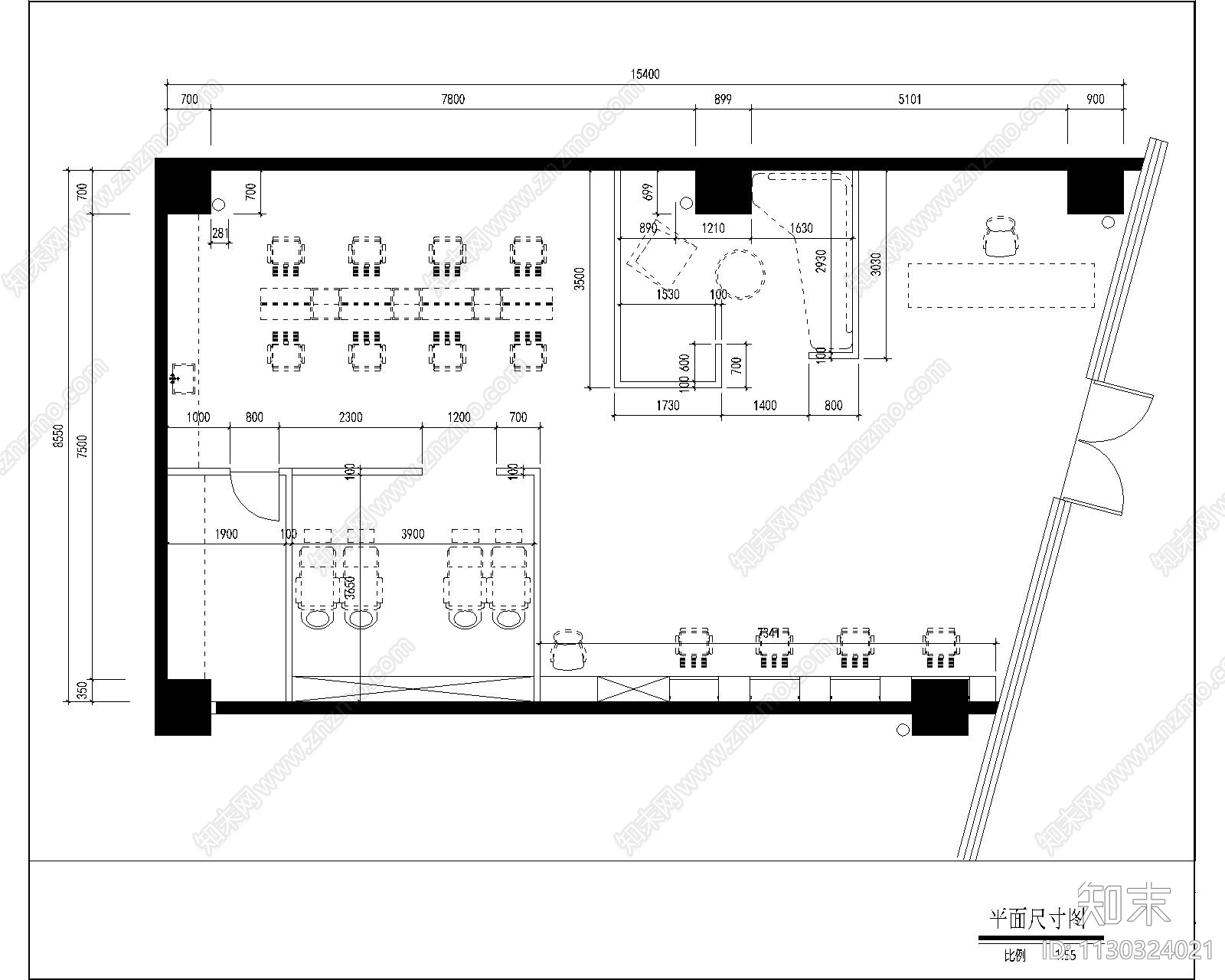 美发店cad施工图下载【ID:1130324021】