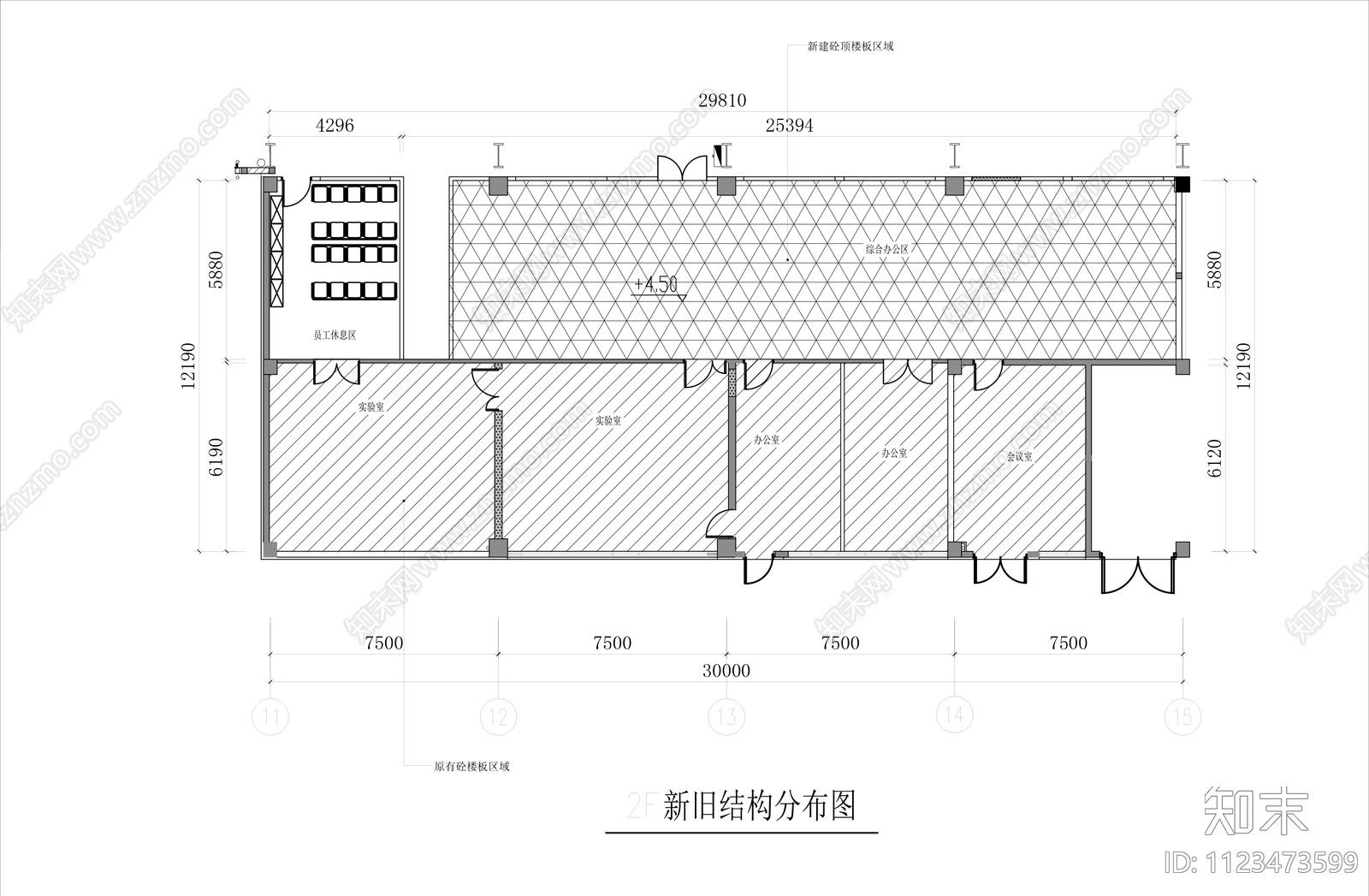 现代办公室平面剖面cad施工图下载【ID:1123473599】