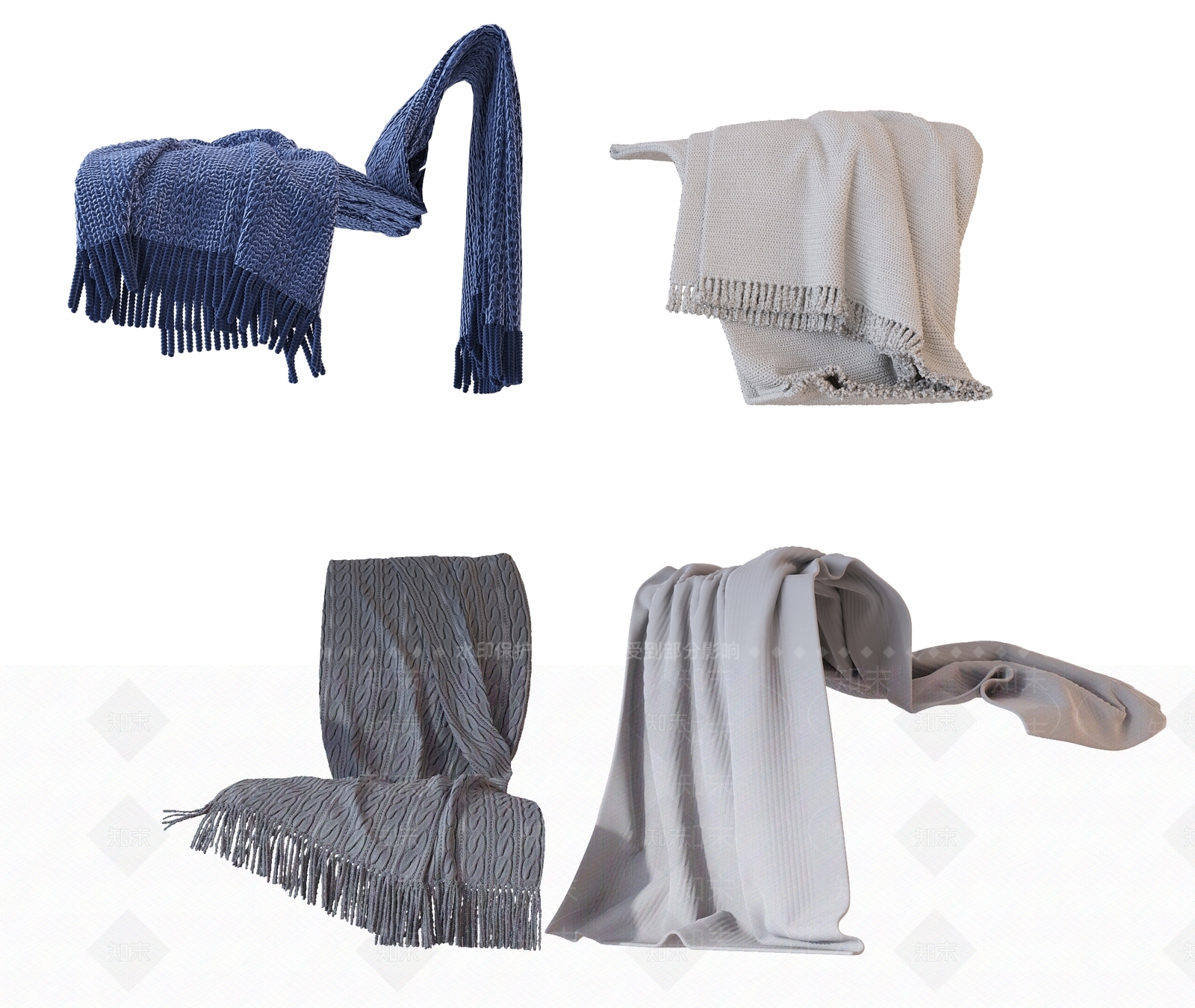 现代床品3D模型下载【ID:1123481542】