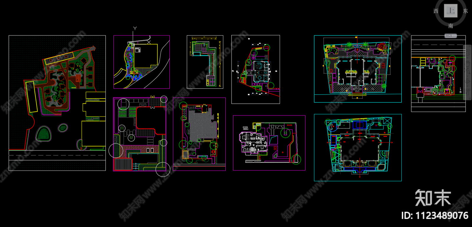 10套高端别墅民宿庭院花园平面cad施工图下载【ID:1123489076】