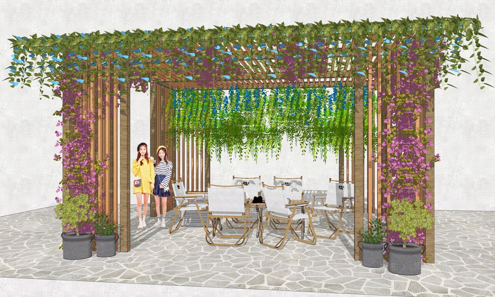 现代攀爬植物廊架SU模型下载【ID:1123495175】