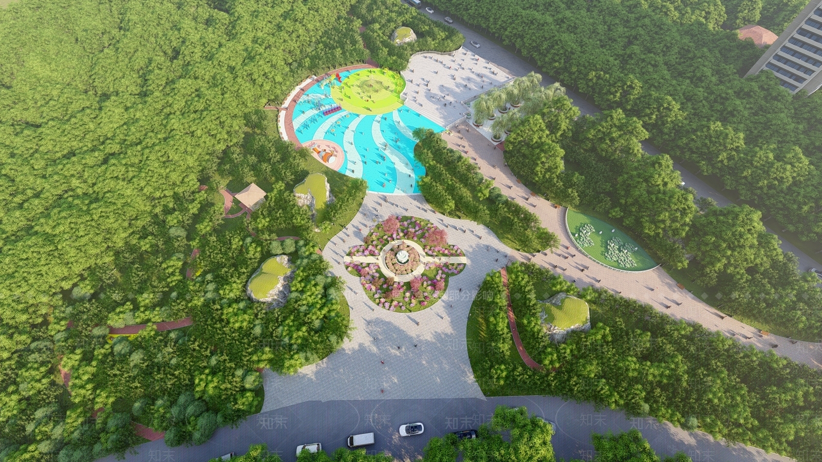 现代公园景观SU模型下载【ID:1123500426】