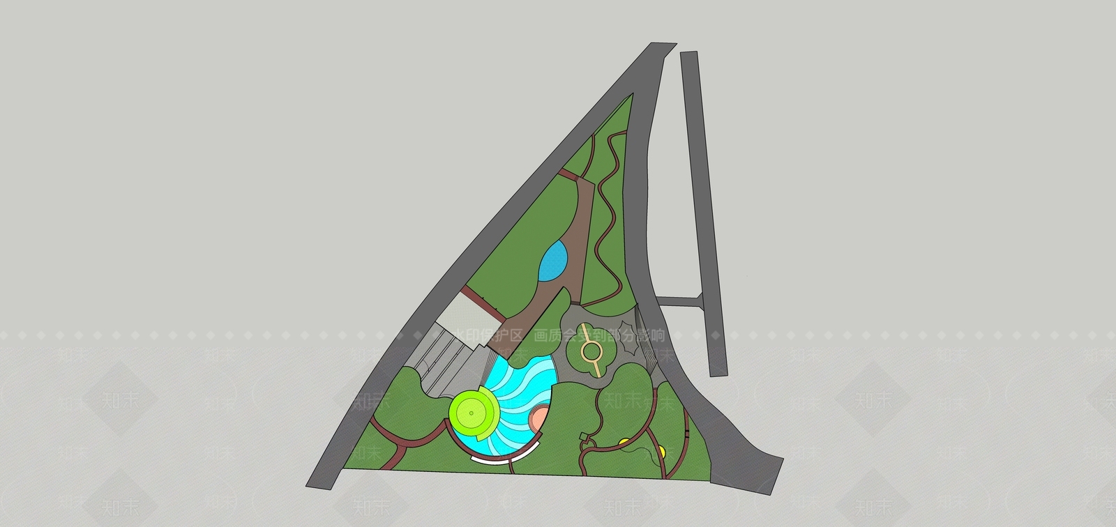 现代公园景观SU模型下载【ID:1123500426】