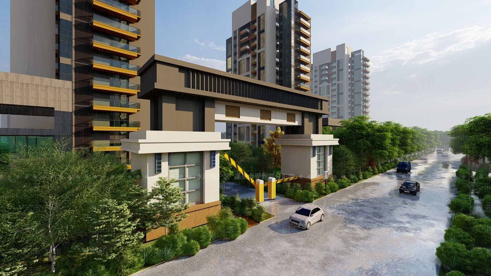 现代小区建筑SU模型下载【ID:1123500521】