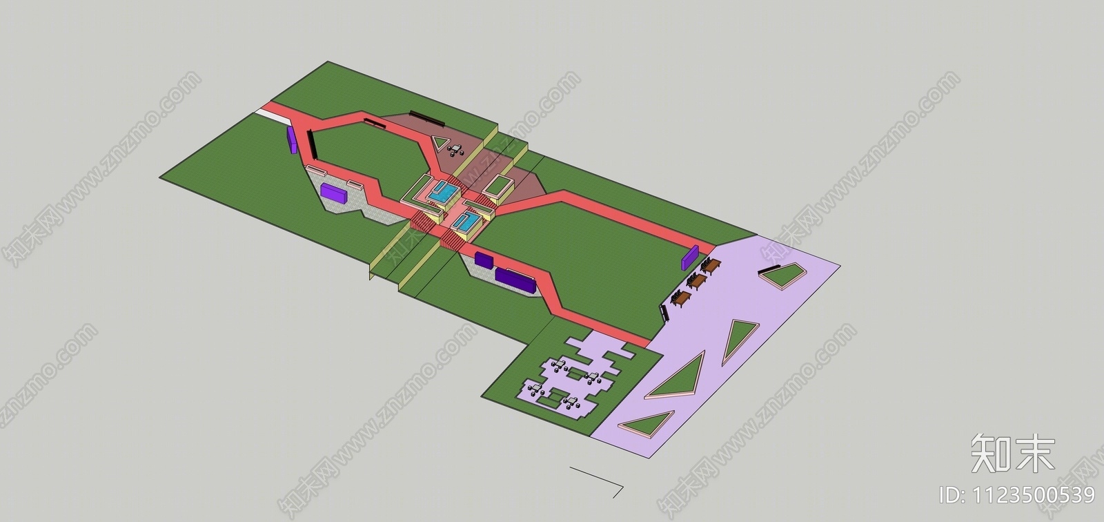 现代公园景观SU模型下载【ID:1123500539】