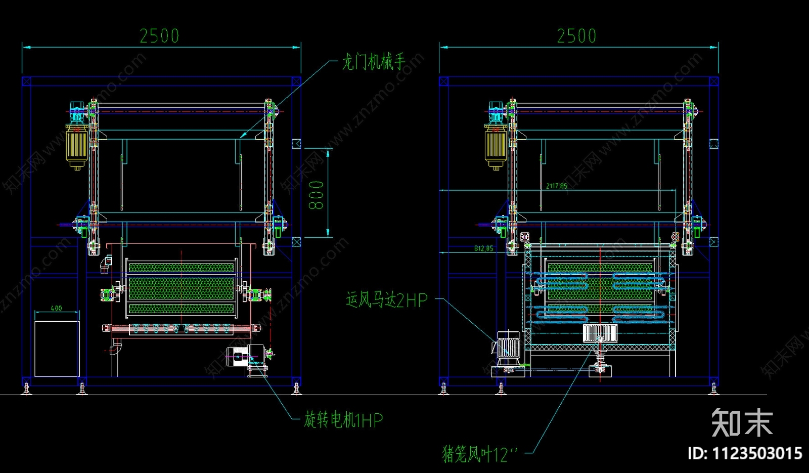 全自动滚筒式清洗机cad施工图下载【ID:1123503015】