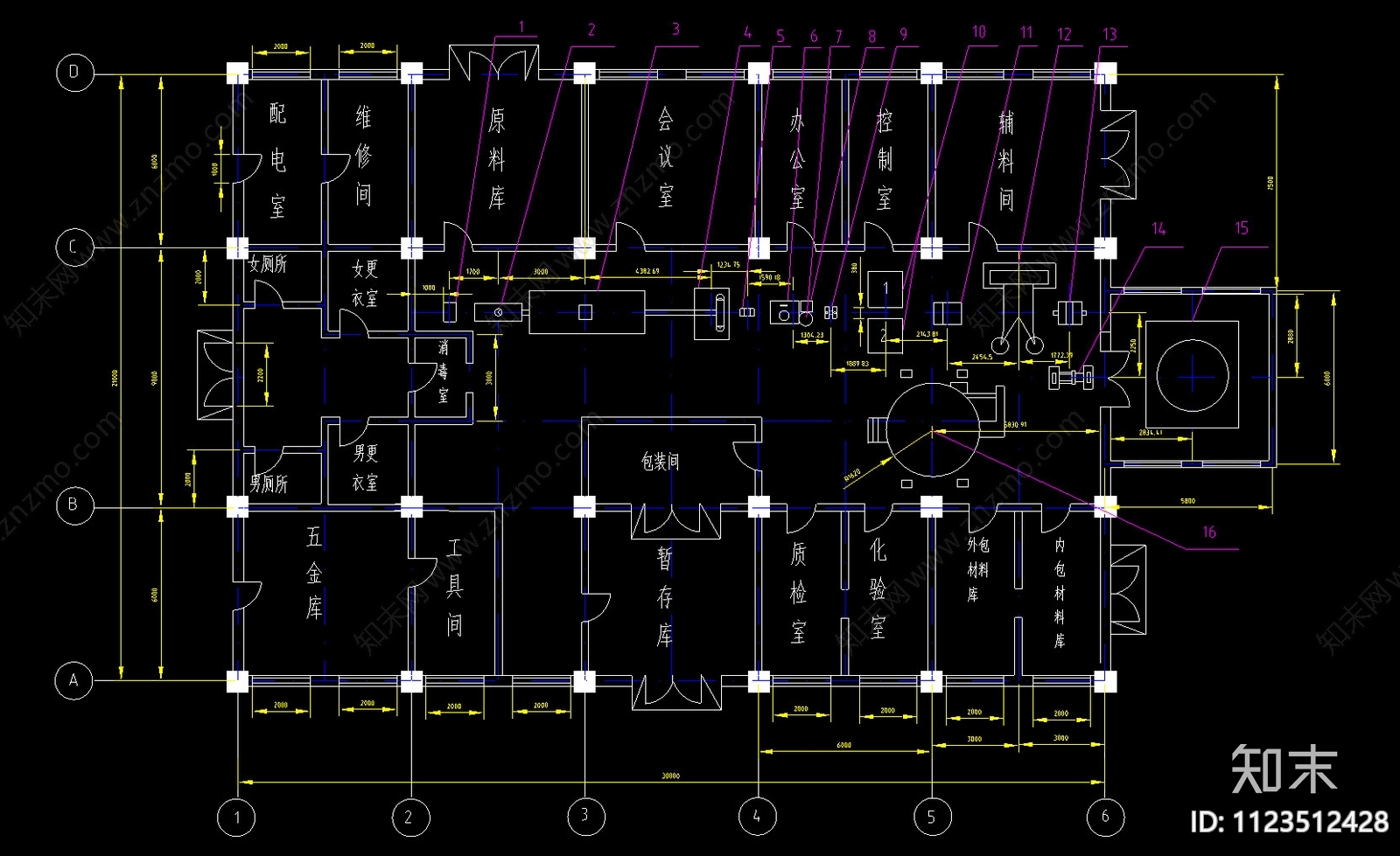 豆奶粉食品工厂平面施工图下载【ID:1123512428】
