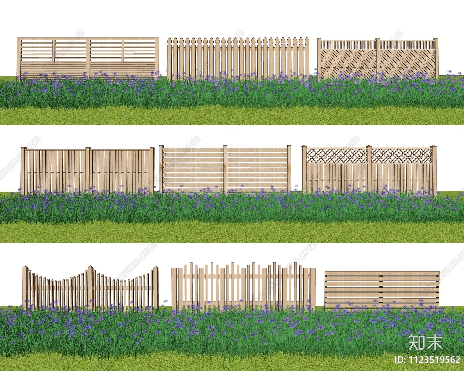 现代木栅栏SU模型下载【ID:1123519562】