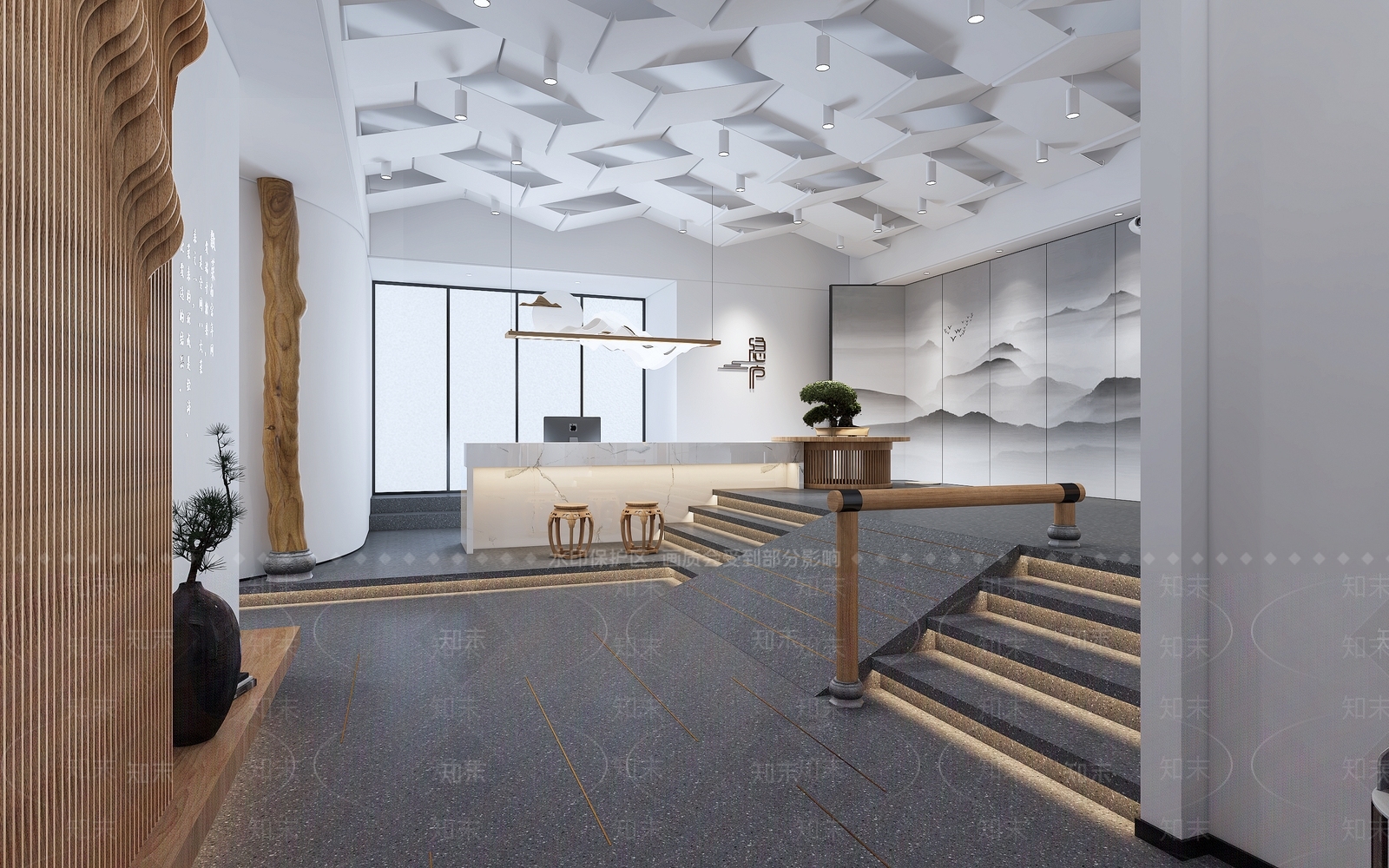 新中式大厅3D模型下载【ID:1123521028】_知末3d模型网