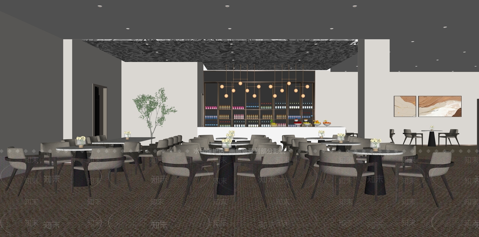 现代西餐厅SU模型下载【ID:1123530839】
