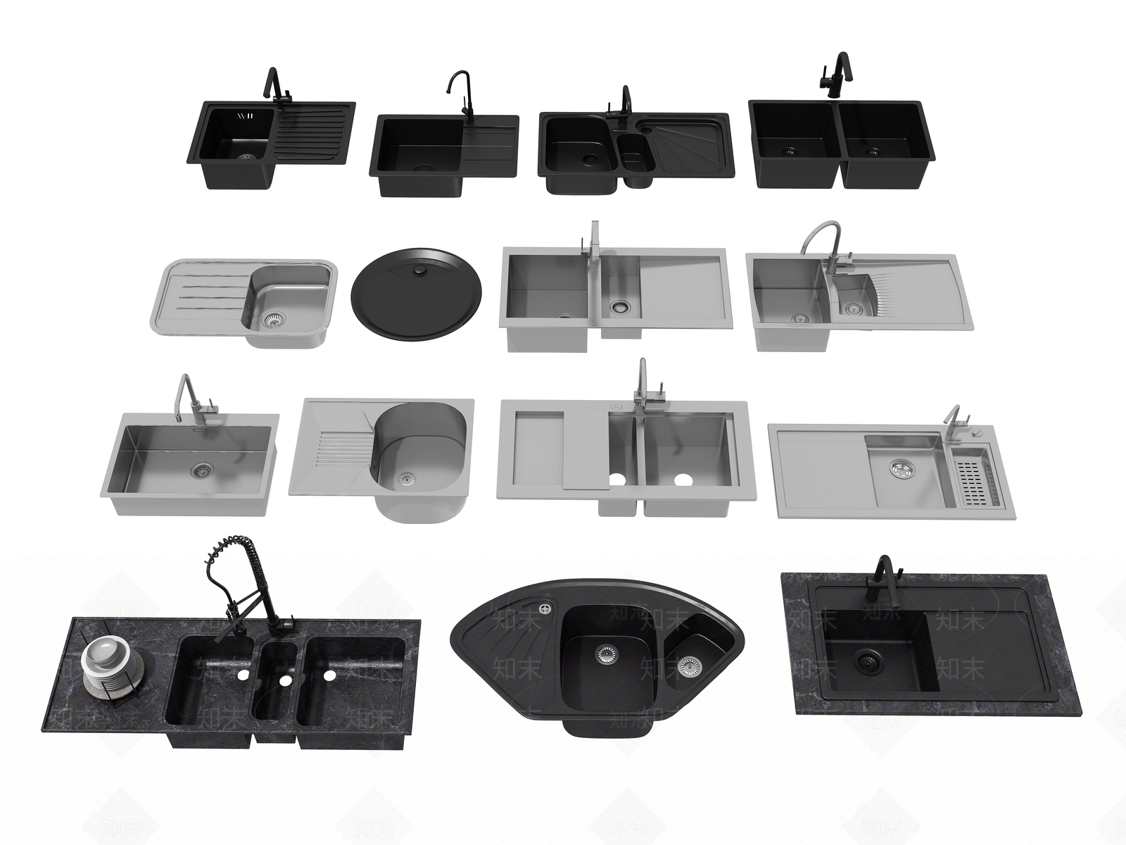 不锈钢水槽3D模型下载【ID:1123527649】