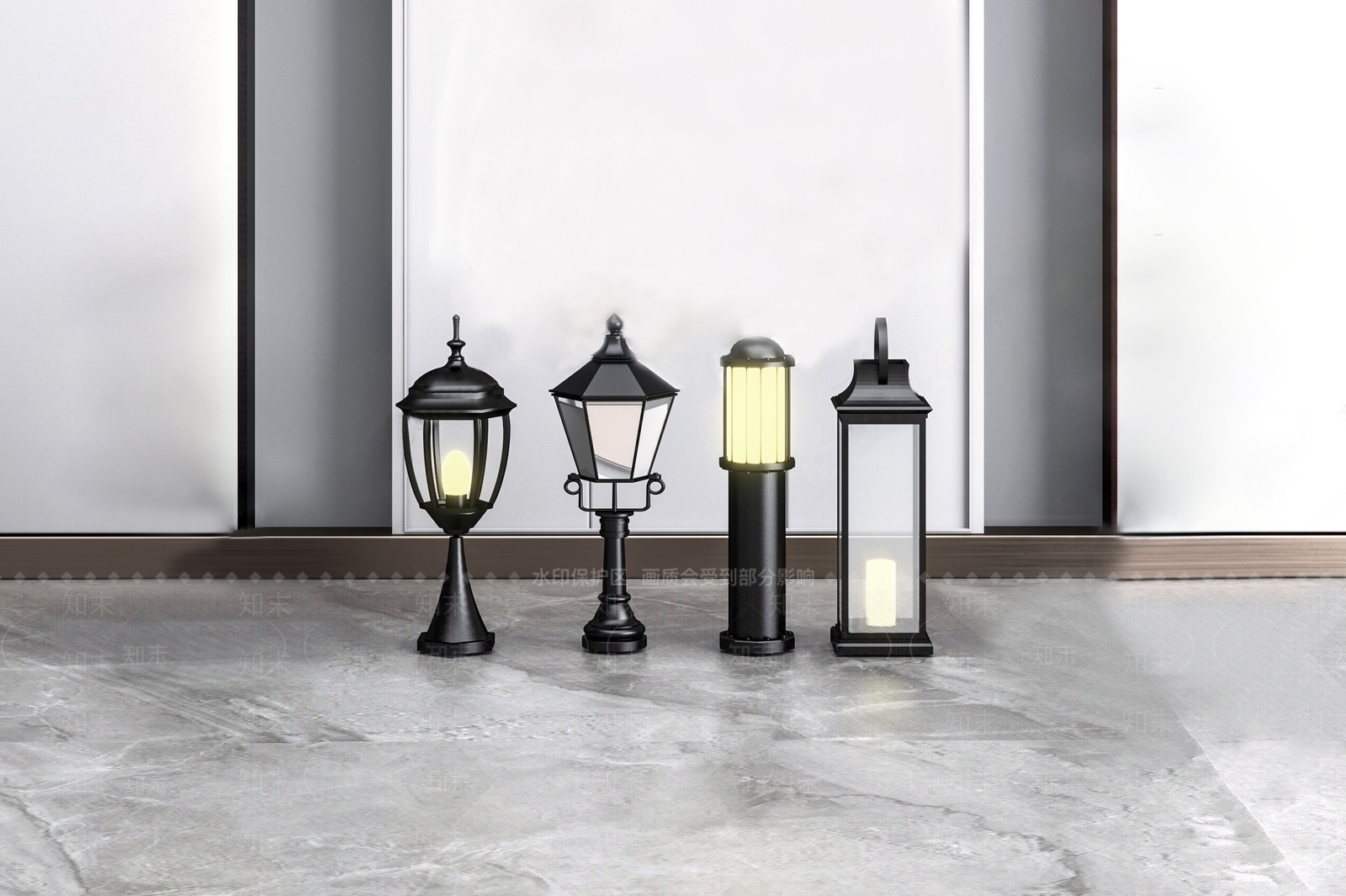 新中式户外灯SU模型下载【ID:1123824138】