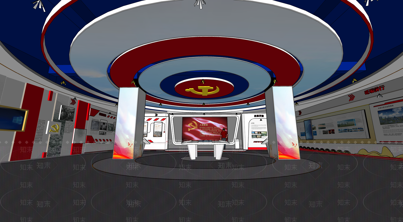 现代党建展厅SU模型下载【ID:1123535896】